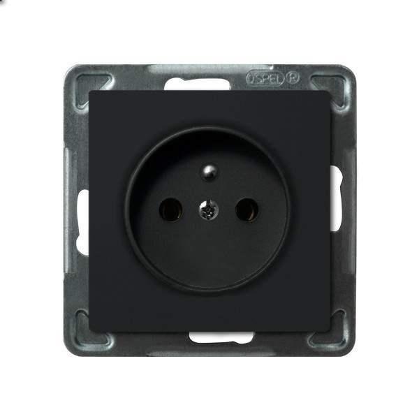 Single socket with grounding, matte black SONATA GP-1RZ//33