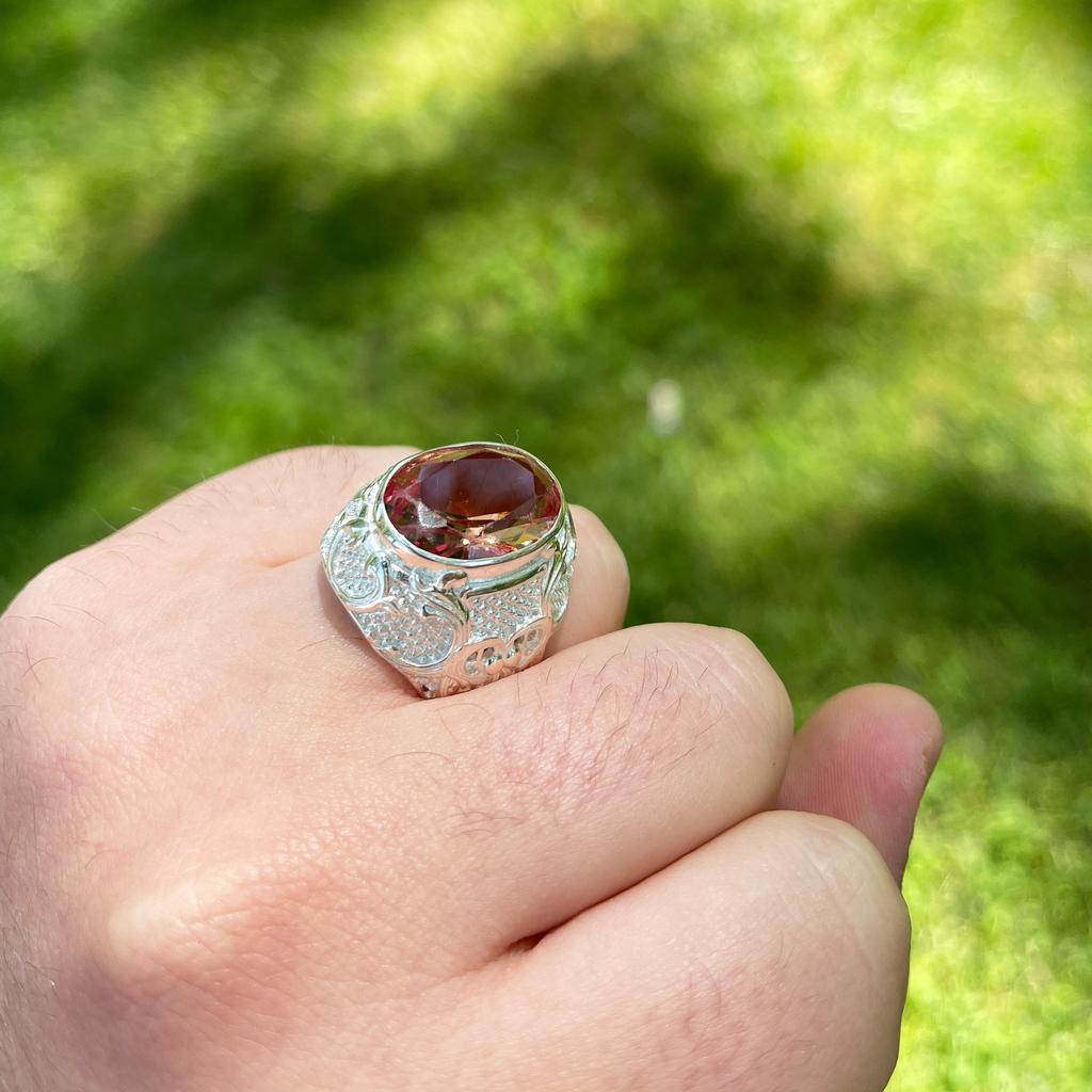 Мужское серебряное кольцо 925 карата с камнем зултанитом, кольцо с камнем, меняющим цвет, уникальные украшения из турецкой диаспоры, роскошное серебряное мужское кольцо