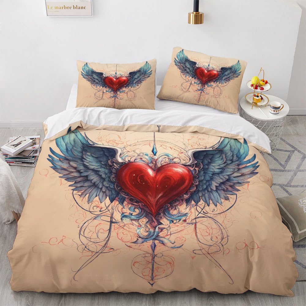 Комплект пододеяльников "Крылья" для детей, подростков, размер Queen. Легкие чехлы для одеял с наполнителем. В комплекте 1 пододеяльник, 2 наволочки. Декор для спальни. Без одеяла.