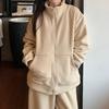 Women's Winter Double-Sided Polar Fleece Leisure Suit, Loose and Thick Lazy Style, Warm 2-Piece Set