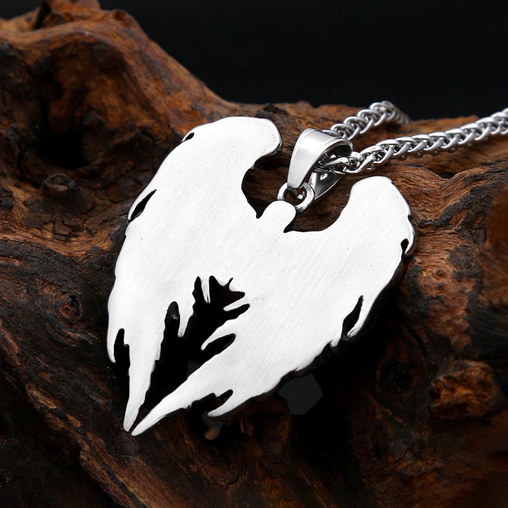 Ожерелье Череп с Ангельскими Крыльями Мужское Нержавеющая Сталь Креативный Ручной Работы Хип-Хоп Подвеска Ювелирное Изделие Подарок Дропшиппинг