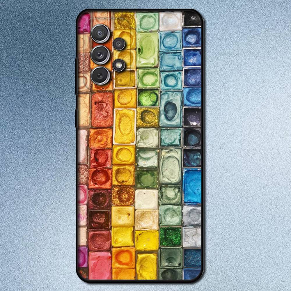 Набор акварели Палитра красок Чехол для телефона Для Samsung S25,S24,S21,S22,S23,S30,Ultra,S20,Plus,Fe,Lite,Note,10,9,5G Черный чехол