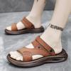 Fashion New Casual Men Soft Sandals Comfortable Men Summer Genuine Leather Men's Slippers Men Roman Summer Outdoor Beach Sandals