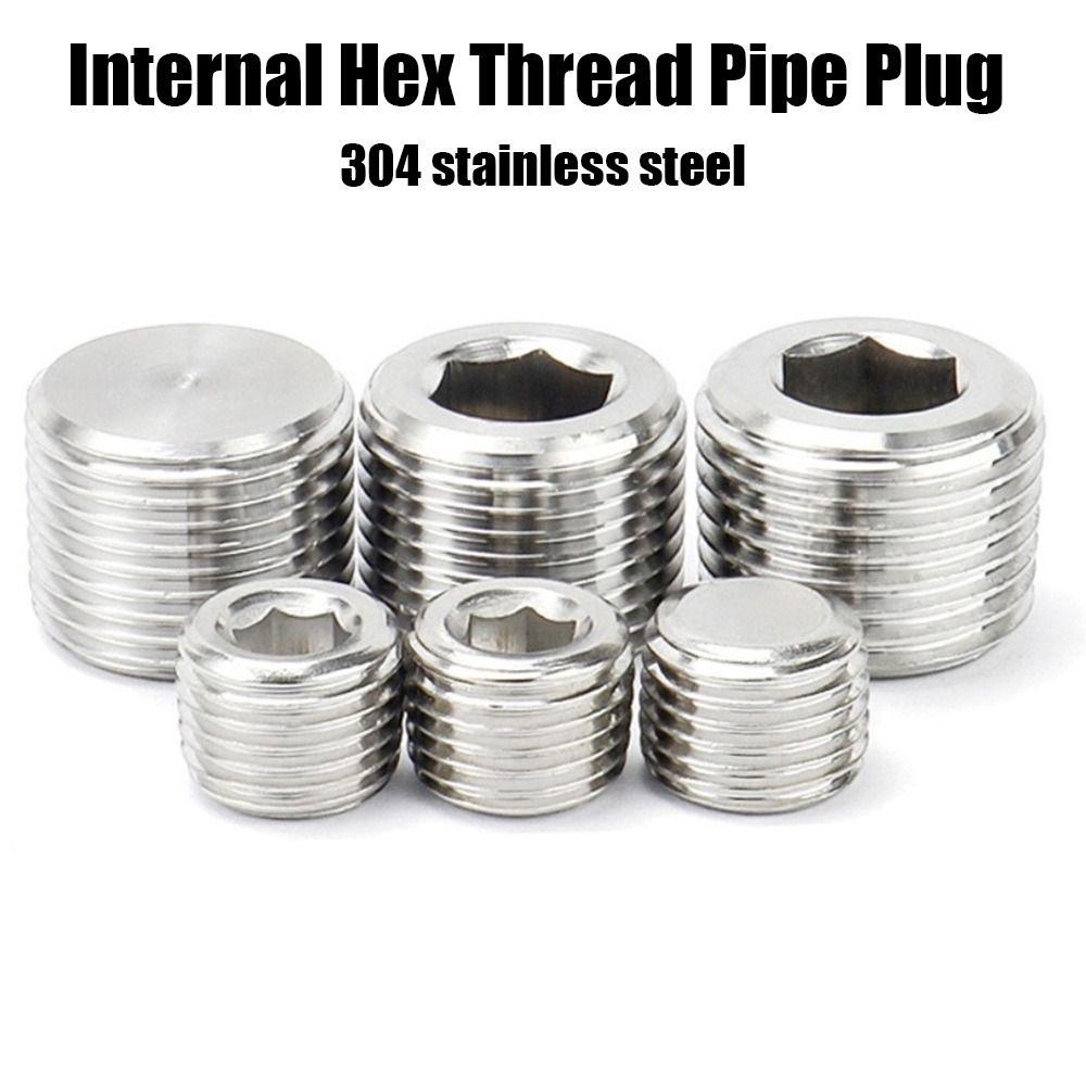 Silver Male Thread Hexagon Plug 304 Stainless Steel Tube Plug Sealing Pipe Port Hardware
