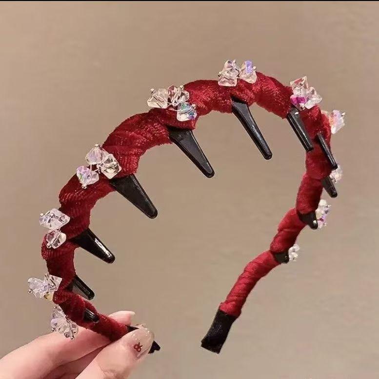 Retro Leopard Print Plush Headband - Non-Slip, Korean Style for Women, Perfect for Autumn and Winter Face Washing