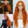 Beautiful Long Wave Orange Hair Without Bangs Synthetic Fiber Wig for Women