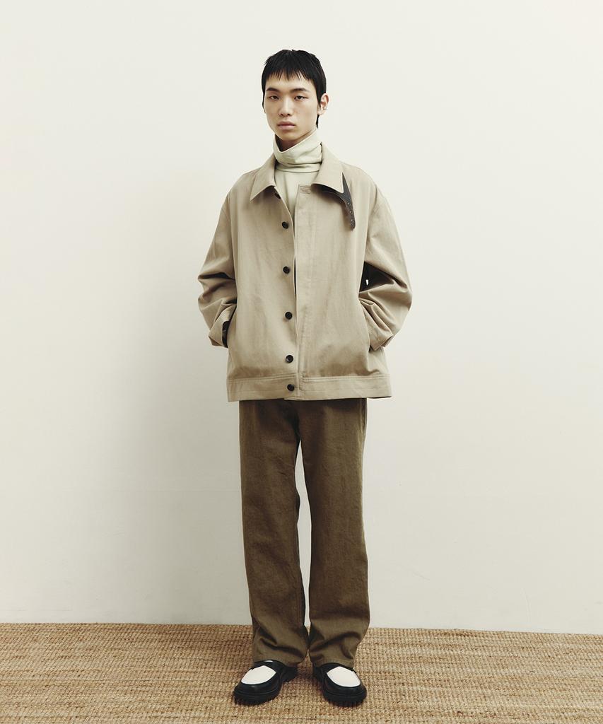 Youth Leather Trim Cotton Jacket - Beige