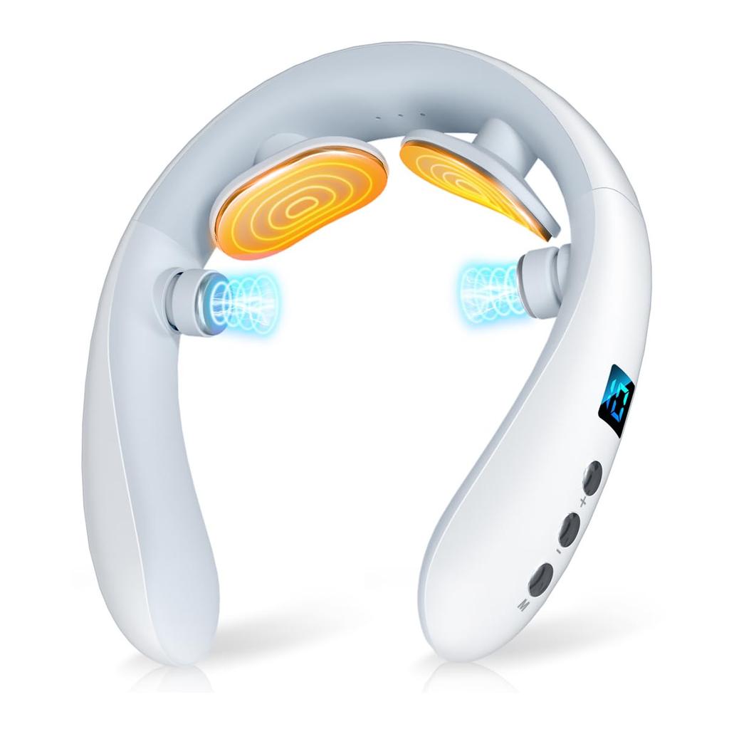 Neck Care and Relaxation Device with Dual EMS TENS Heating and Vibration Functions for Neck Care and 10 16 Intensity LCD Easy Perfect for Anniversary
