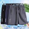 Men Beach Shorts Elastic Drawstring Waist Quick-Drying Casual Short Pants with Reinforced