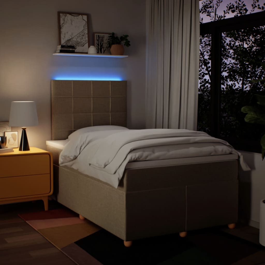 Vidaxl Łóżko Kontynentalne Z Materacem, Kremowe, Tkanina, 120X200 Cm