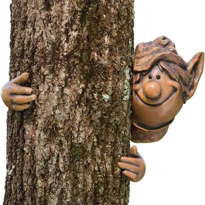 Садовый эльф Tree Hugger Polyresin Tree Sculpture Garden Peeker Yard Art для украшения дома