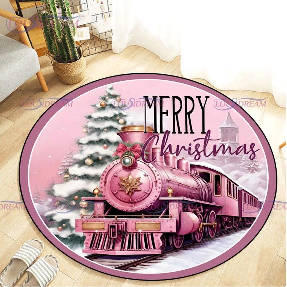 Рождественский круглый ковер со снеговиком, коврик для гостиной, кухонный коврик, ковер с Санта-Клаусом, коврик для пикника, декор детской комнаты