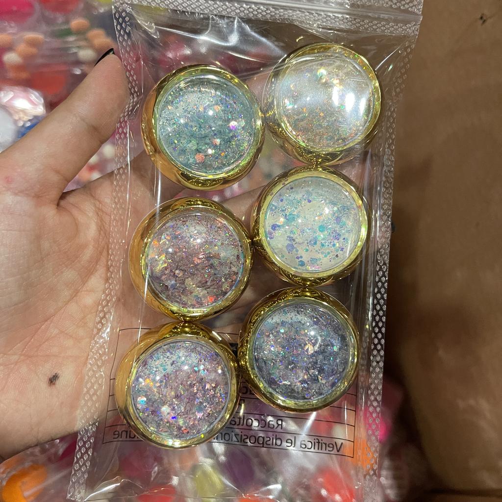 6Colors Holographic Sparkling Nail Glitter Mermaid Sequin NailPowder Iridescent Laser Flakes Fairy Eyes Nail Decoration Manicure