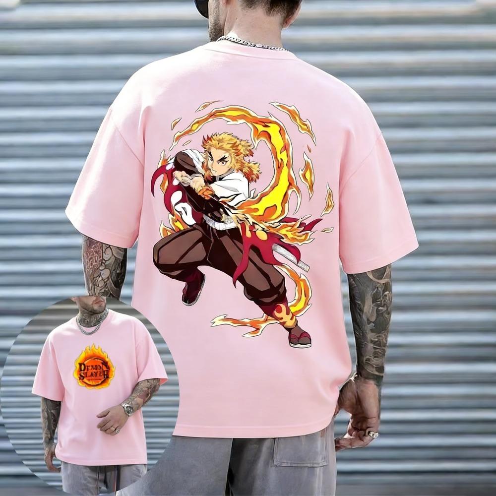 Plus Size Demon Slayer Anime Print Men and Women Summer Tshirt Casual Parentchild Top Fashionable Cotton Street Harajuku Y2K