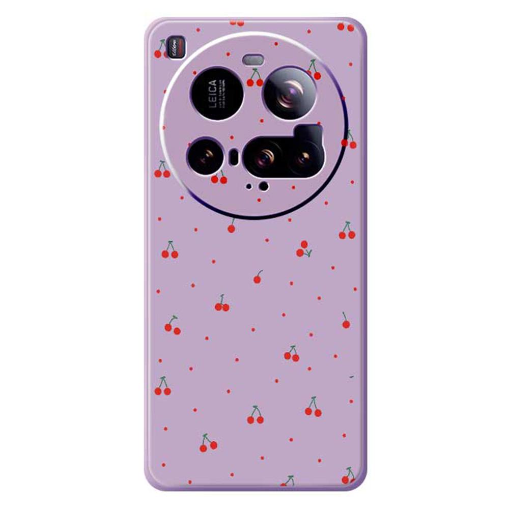 For Xiaomi 15 Ultra Case Red Cherry Pattern Printing Straight Edge TPU Phone Back Cover