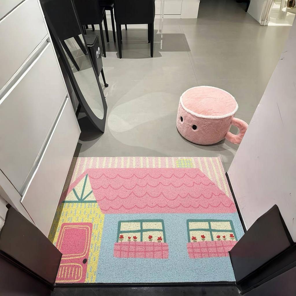 Коврик придверный в кремовом стиле, коврик с шелковым кольцом, нескользящий коврик, придверный коврик, коврик для входной двери, можно резать