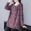 Plus Size Women's Autumn/Winter 2024 Print Slimming Long Sleeve Shirt - Fashionable Belly Covering Top
