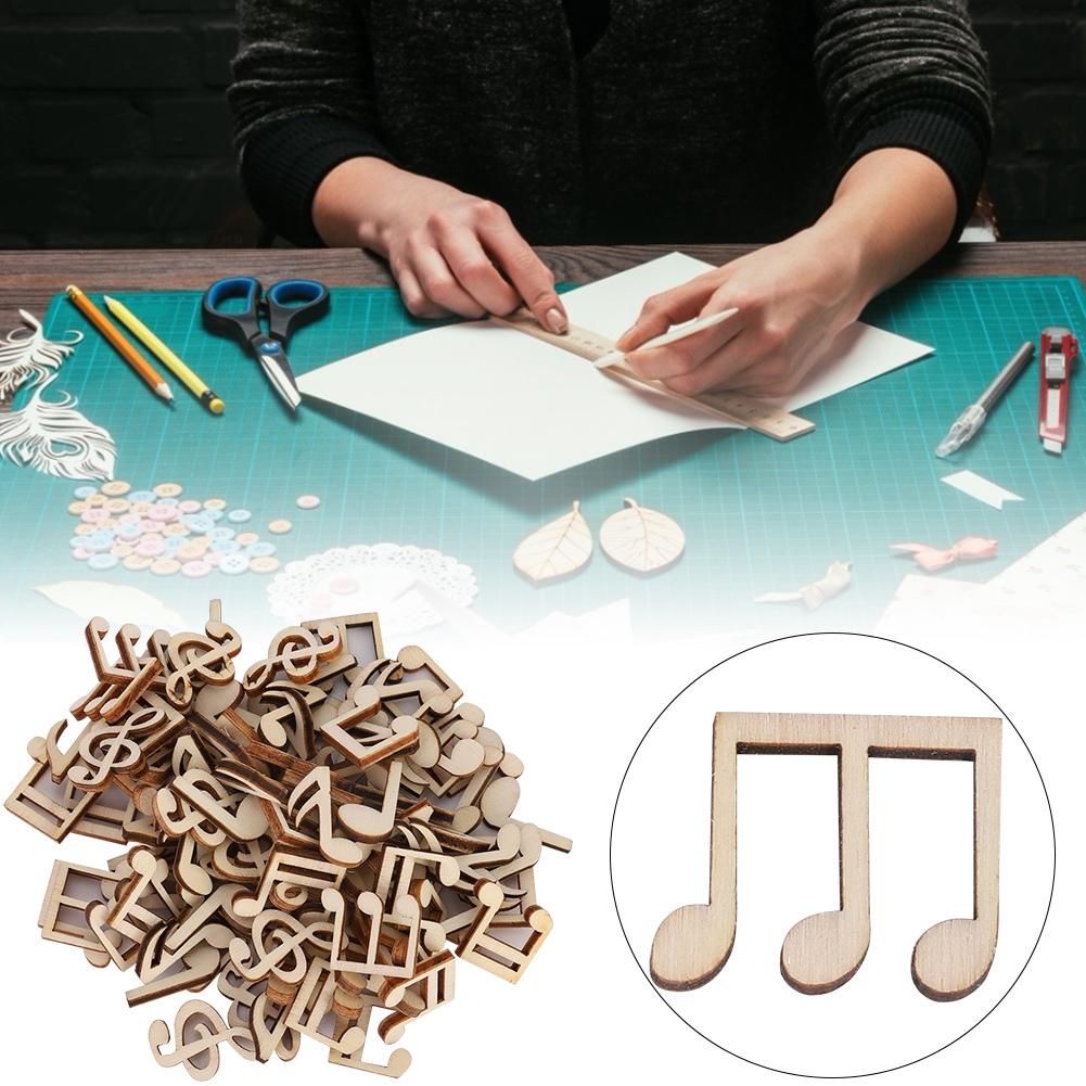 100 Pcs Wooden Music Note Mixed Decorative 2cm Note Clip for Decoration Accessory CDN