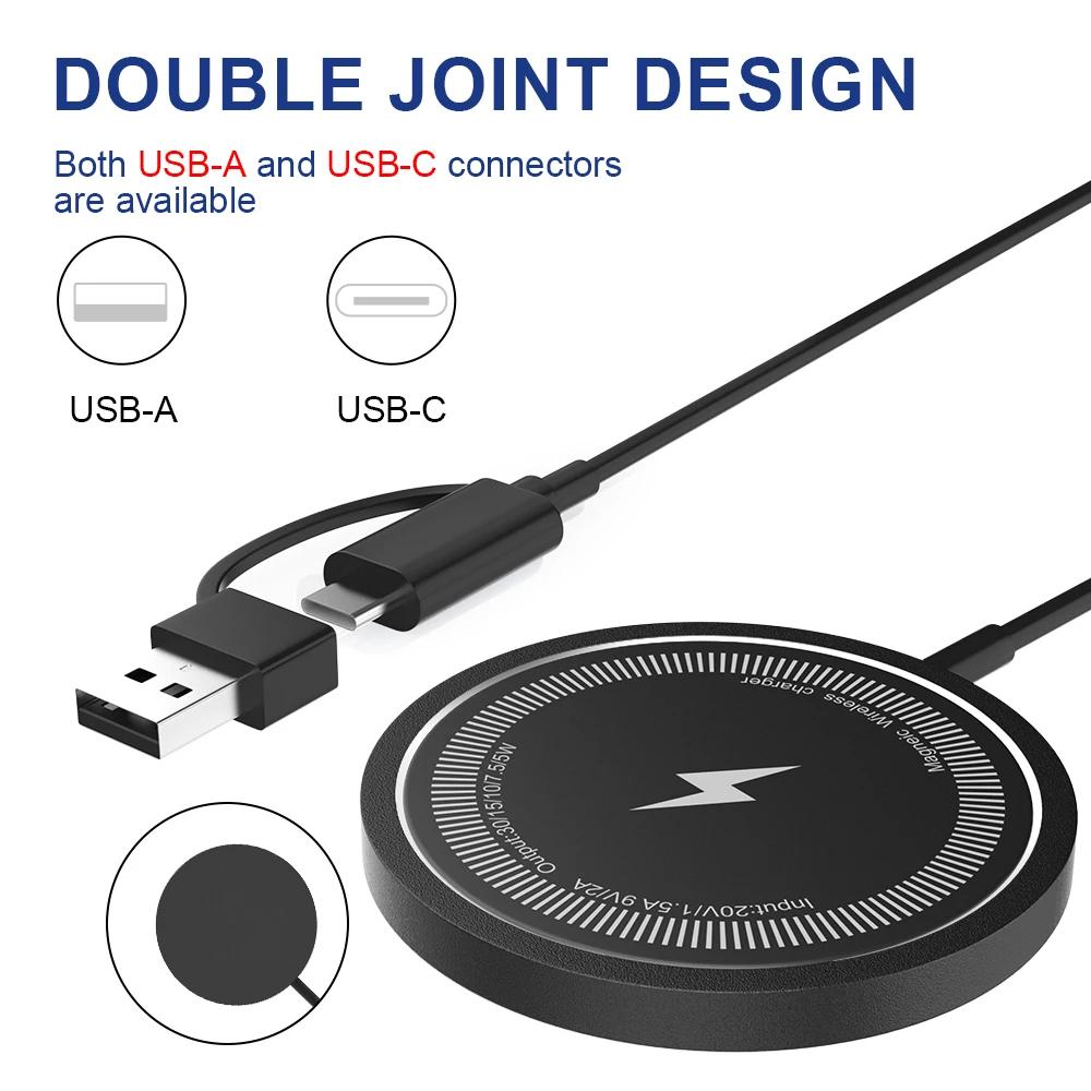 USB C 20 Вт Магнитное беспроводное зарядное устройство для iPhone 15 13 12 14 11 Pro Max XS XR Samsung Type C Кабель для быстрой зарядки Аксессуары для телефонов