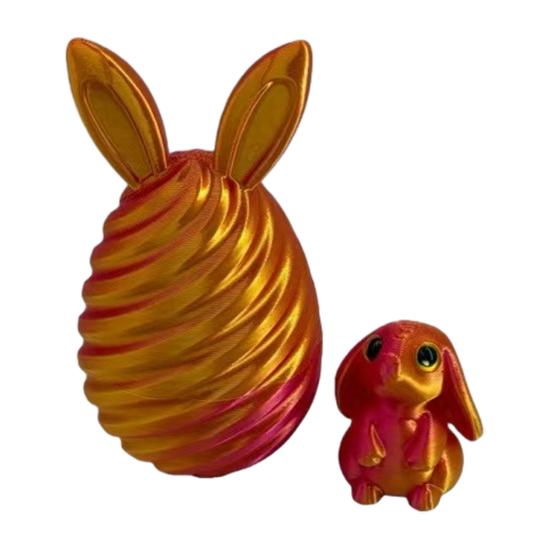 Пасхальное яйцо, напечатанное на 3D-принтере, с мини-кроликом внутри. Спиральное яйцо-кролик, антистресс-игрушка для декора дома и офиса. Наполнитель для пасхальной корзины для детей и взрослых.