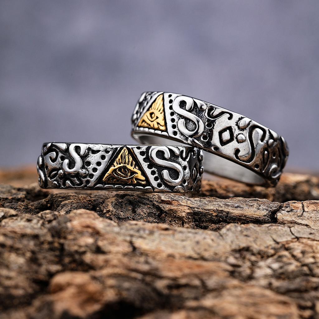 Золотое кольцо из нержавеющей стали 'Глаз Гора' Кольцо с символом масонов