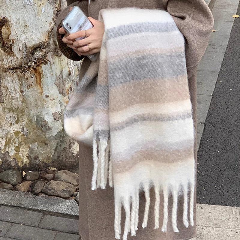 Thick Brushed Korean Style Gentle Dopamine Scarf for Women Winter Advanced Lengthened All Match Scarf Shawl Ethnic Warmth