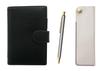 Eco B7 Cowhide Mini System Notebook и чехол для ручки с боковым креплением, белый NQ26, полностью металлический, с покрытием под ящерицу, набор шариковых ручек ударного типа, серый LS002B-NK01W-NQ26B-H