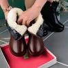 Fashion Fur Non-Slip Snow Boots for Women Plush Zipper Winter Boots Women Solid Color Warm Cotton Padded Flat with Shoes
