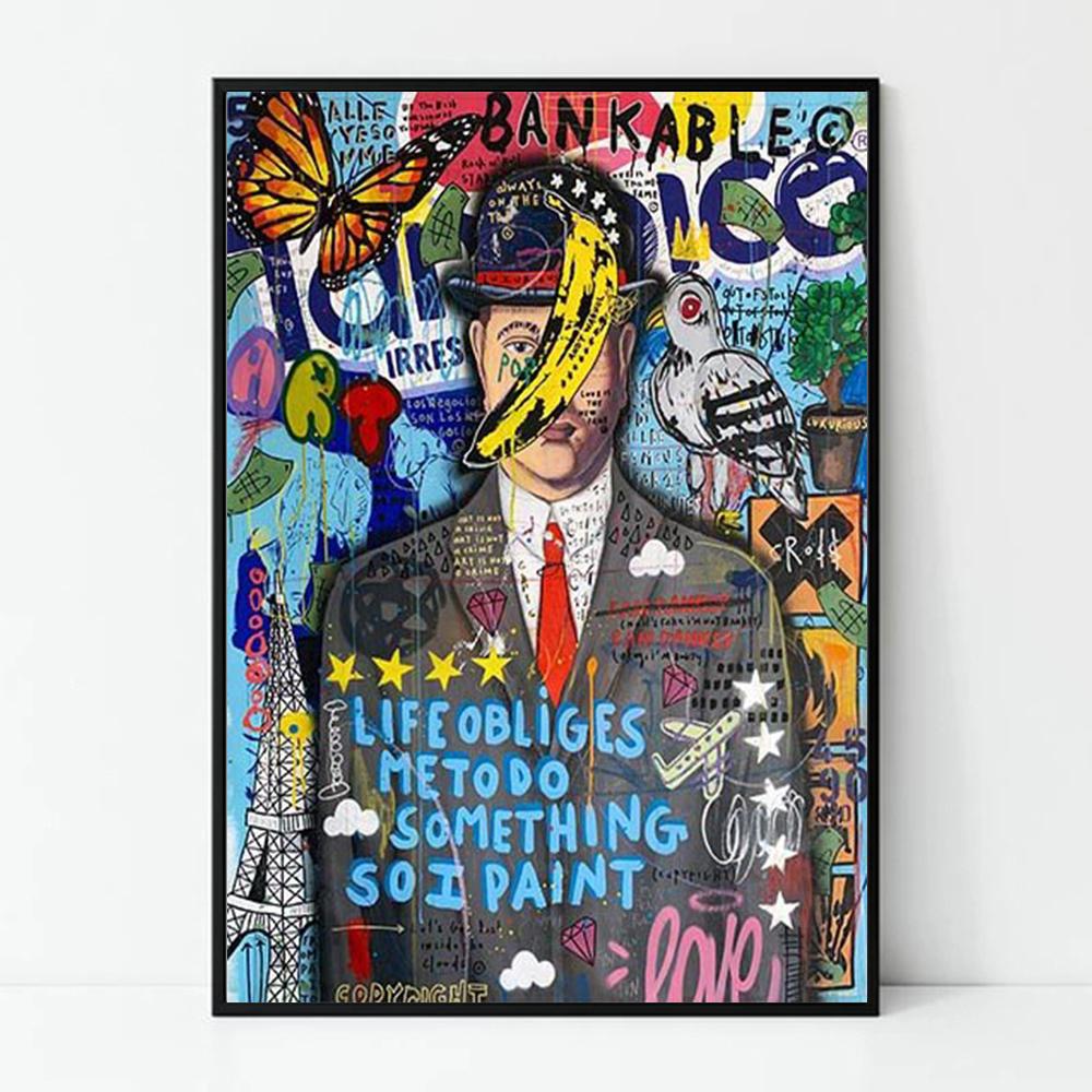 Street Graffiti Style Wall Art Poster Fashion Mona Lisa Lady Liberty Home Room Decor Canvas Painting Mural Picture Print Artwork