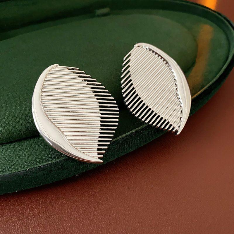 Серебряная игла, покрытие из настоящего золота, металлические геометрические серьги-гвоздики, серьги в стиле темпераментный холодный ветер, легкая роскошь, летние высококлассные серьги