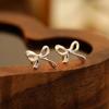 Banyan Tree S999 Silver Bowknot Earrings for Women – Comfortable for Sleeping, Perfect for Students & Girly Style.
