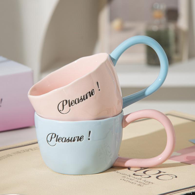 300 мл Английская простая кофейная чашка конфетного цвета для пары, керамическая кружка для чая с молоком, овсяная кружка для завтрака, посуда для напитков, кухонная чашка, подарки для пары