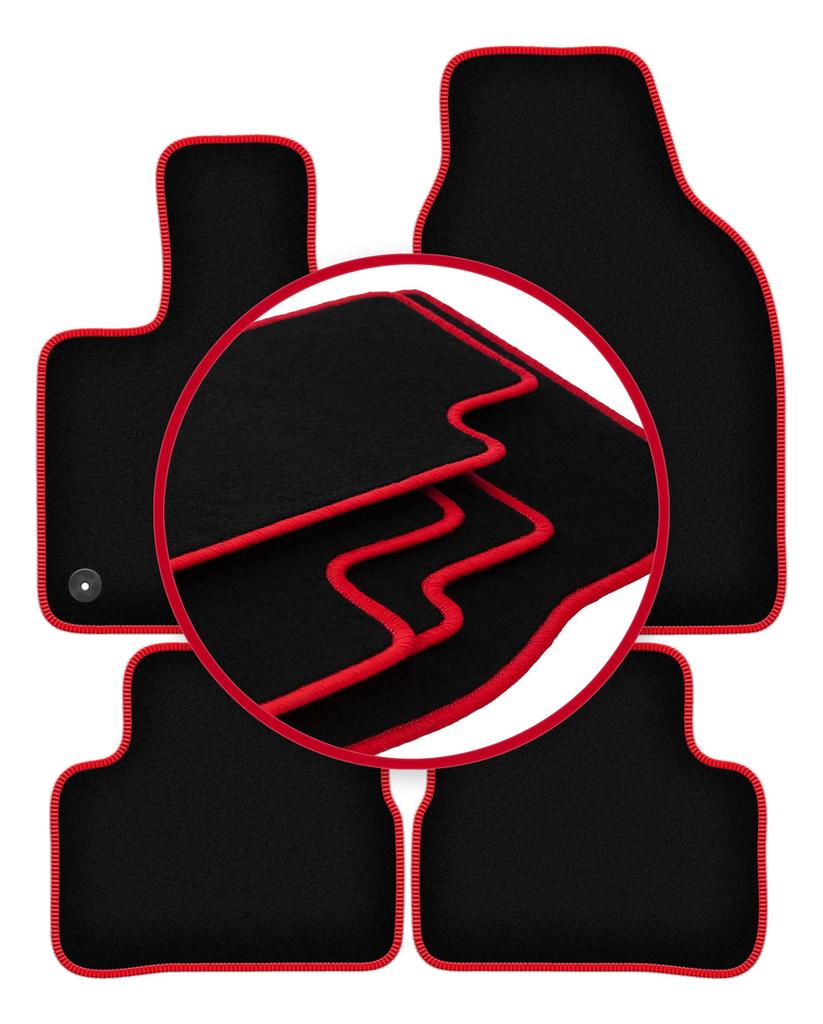 Велюровые коврики с красной окантовкой для: Fiat E-500 / 500 Electric хэтчбек (2020-)