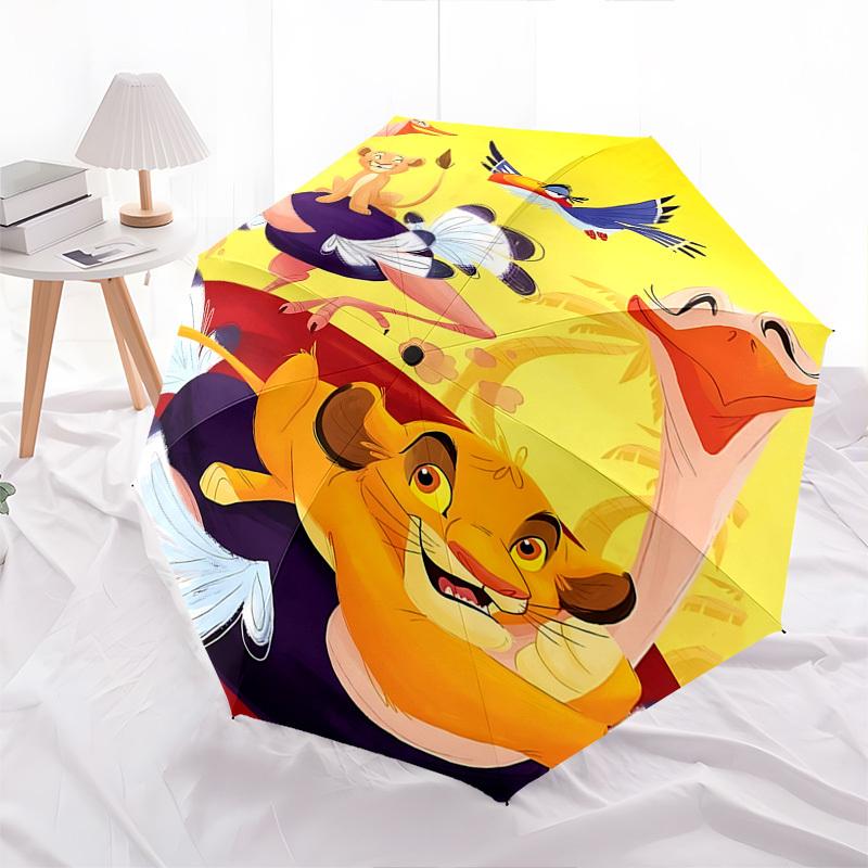 Lion King, Simba Themed Automatic Opening and Closing Umbrella, Brightly Colored 8-rib Portable Umbrella, Suitable for Men and Women, A Perfect Gift f
