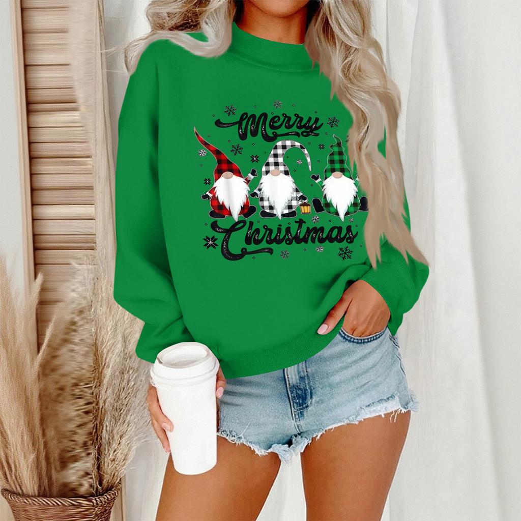 Women's Casual Fashion Round Neck Long Sleeve Christmas Printed Sweatshirt