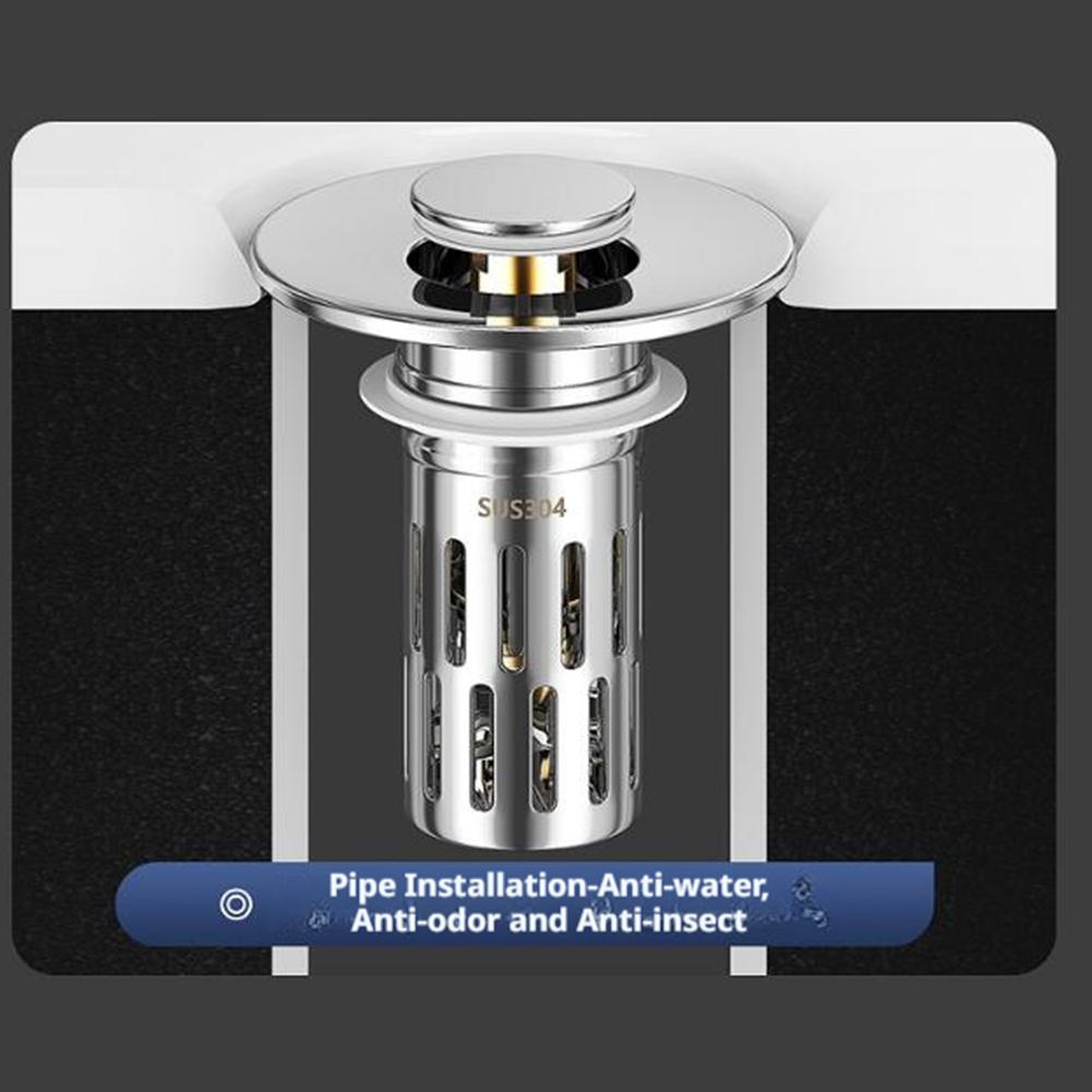 Sink Strainer Universal Basin Pop-Up Drain Filter Hair Catcher Stainless Steel Wash Basin Stopper Kitchen Bathtub Shower Plug
