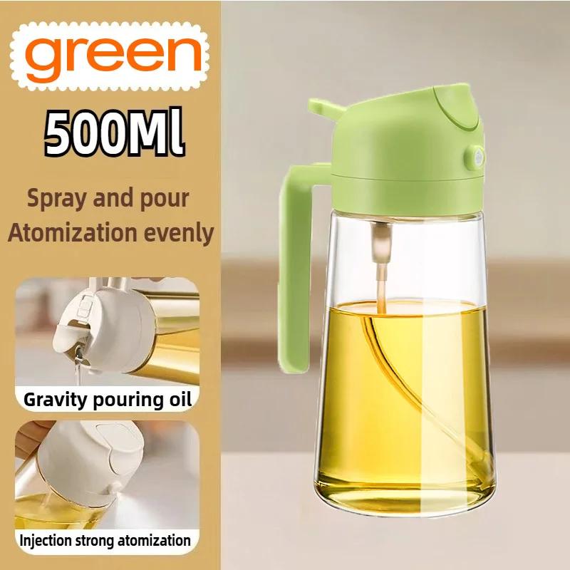 2 in1 Spray Oil Sprayer Kitchen Oil Spray Bottle Plastic 500ML Oil Dispenser Spray Container Cooking Camping Kitchen Seasoning
