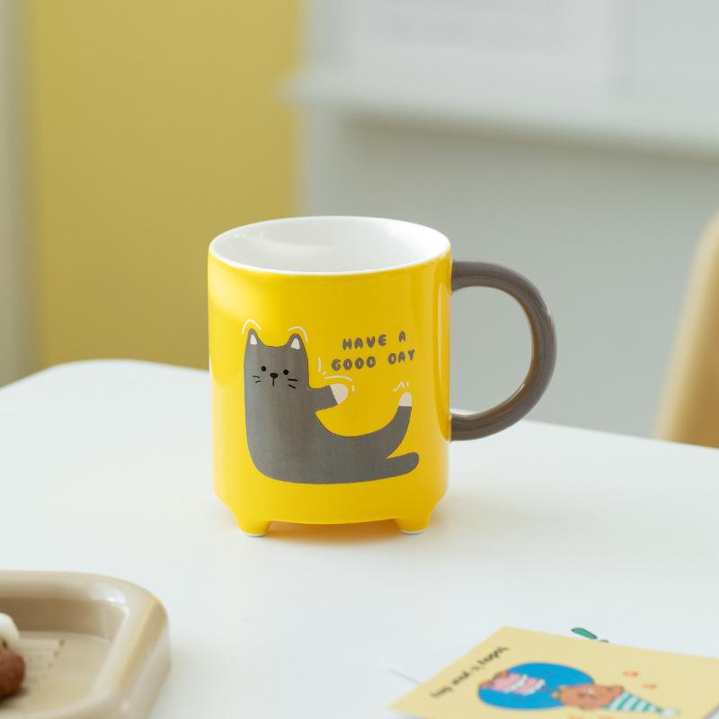Абстрактная мультяшная кошка керамическая чашка для пары дома для завтрака кружка для молока офис послеобеденный чай кофейная чашка