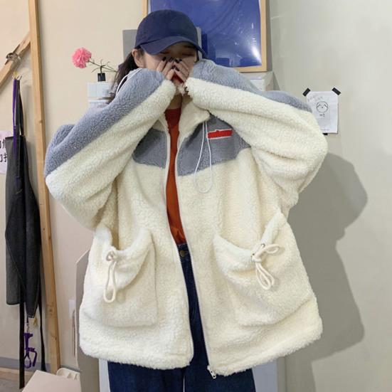 Женская зимняя теплая куртка на молнии, плюшевая свободная куртка, повседневный свободный топ