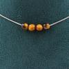 Stones and Minerals. Necklace 4 Tiger Eye Beads 6 Mm. Stainless Steel Chain Necklace Women Men. Customizable Size.