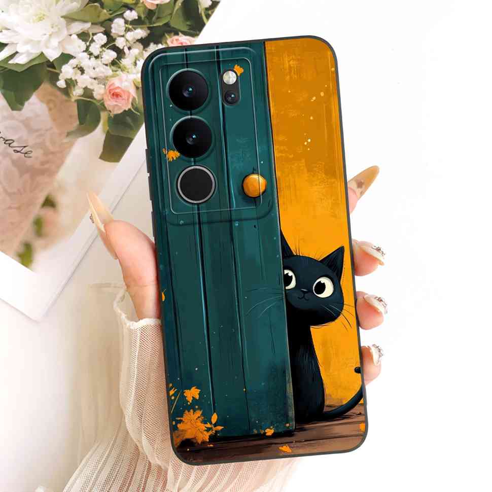 For vivo S17 V2283A Case Cute Cartoon Cat Butterfly Silicone Back Cover For Vivo S17 S17 Phone Protection Cases Fundas