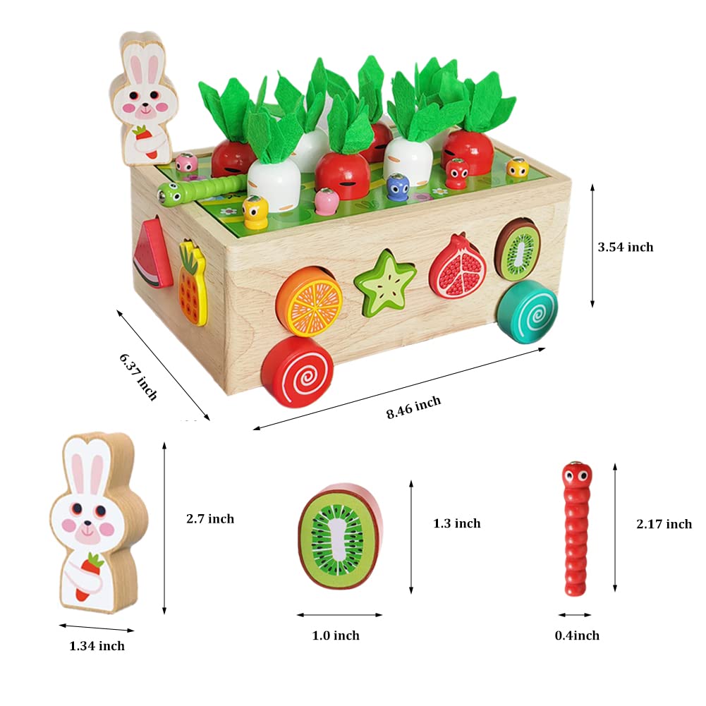 MUJOY Монтессори деревянная развивающая игрушка для игры в редьку, удаления насекомых, распознавания фруктов, раннего развития, сопоставления фигур