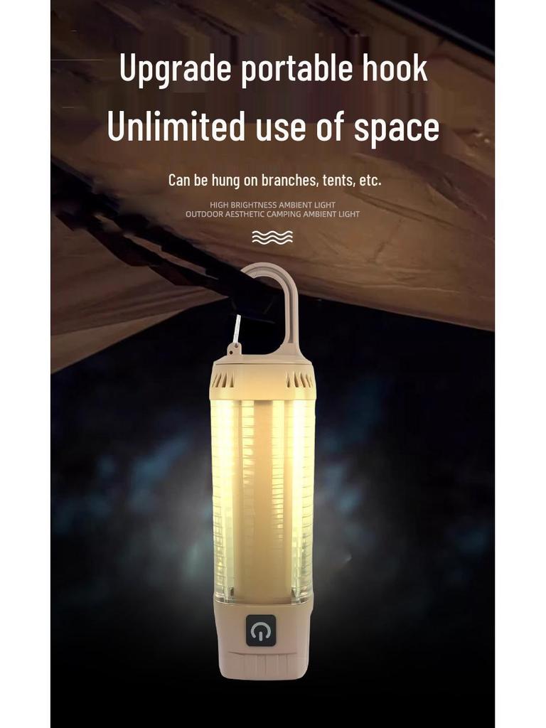 Tri-Color Rechargeable Retro Camping Lantern & Flashlight Combo