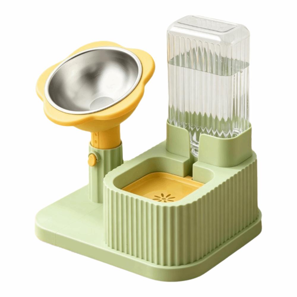 2-in-1 Pet Bowl Adjustable Height Automatic Water Dispenser Cat Water Food Bowl Cat Feeding