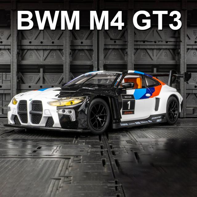 1:24 BMW M4 GT3 Alloy Sports Car Model Diecasts Metal Racing Car Vehicles Model Simulation Sound Light Collection Kids Toys Gift