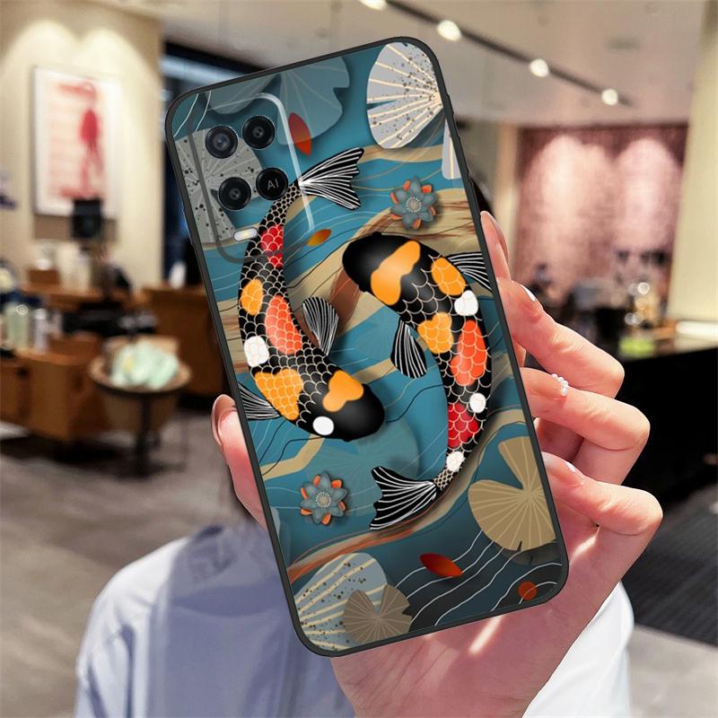 Чехол-книжка с изображением рыбы Кои Инь-Ян для Oppo A40 A60 A80 A18 A38 A58 A78 A98 A16 A76 A96 A15 A17 A77 A74 A94 A54 A57S
