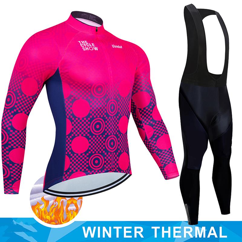 2026 Winter Fleece Warm Winter Thermal Fleece Cycling Jersey Set Man's Long Sleeves Cycling Kits Mountain Bike Jersey Road Bike Cycling Suit