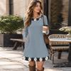 Women's Fashion Vertical Striped Knit Long Sleeve Dress for Casual Everyday Wear