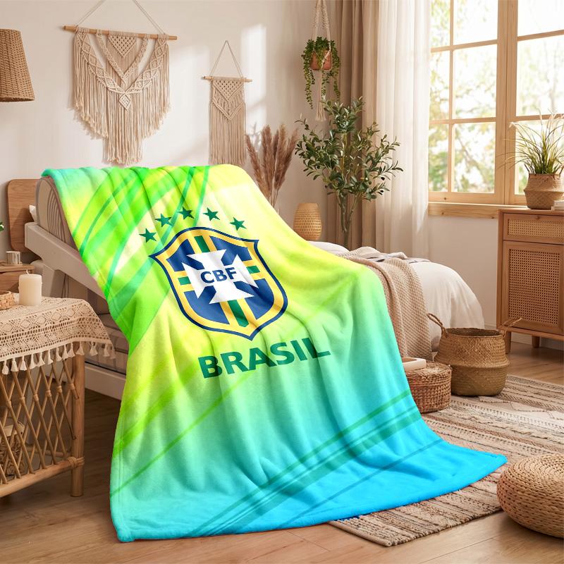 Brazil national football team Print Flannel Blanket Soft Warm Sofa Bed Throw Blanket For Home Office Bedroom