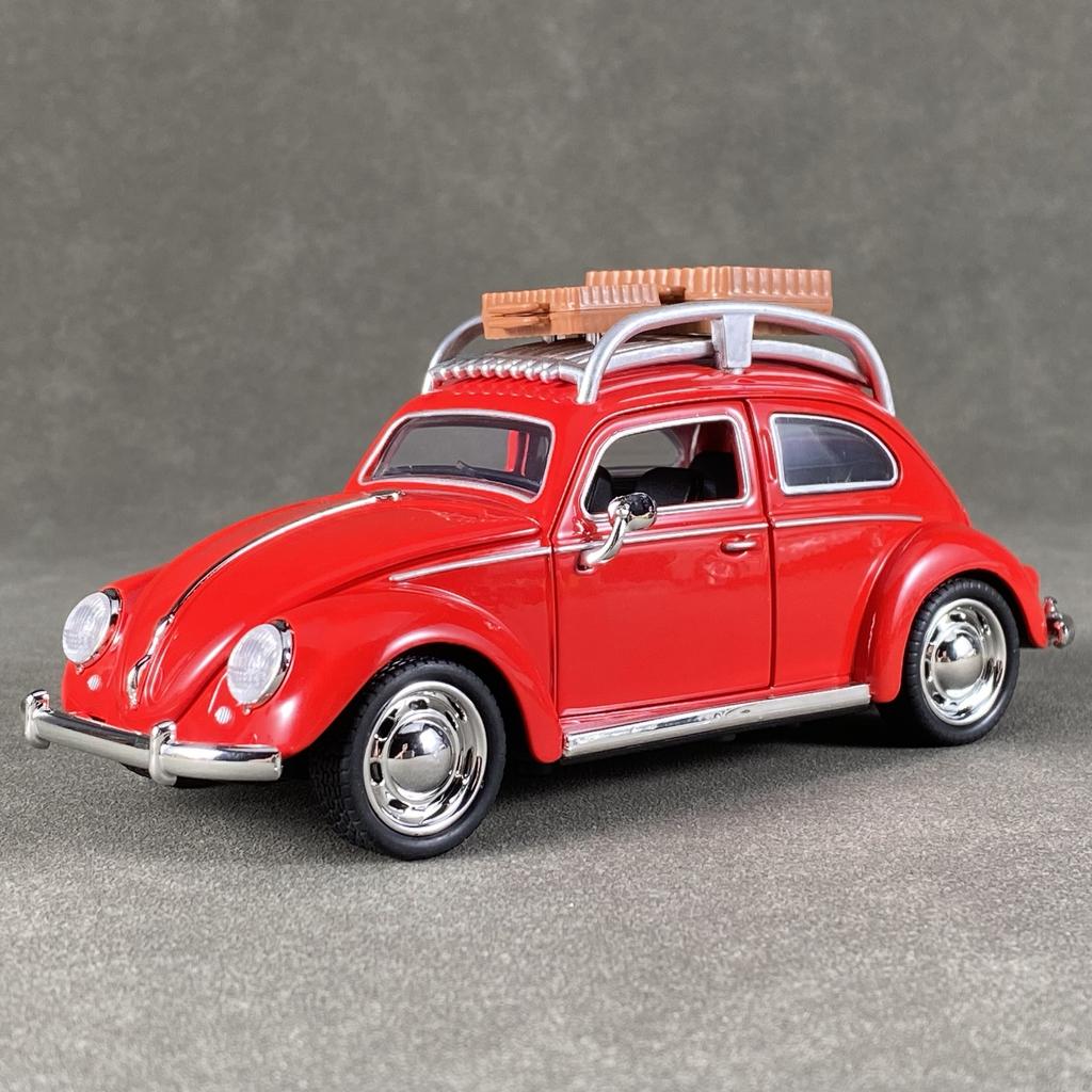 AABLC1 1:32 Volkswagen Beetle Travel version Compact sedan Alloy Metal Diecast Model Car Sound & Light Pull Back Collectibles Hobby Boy